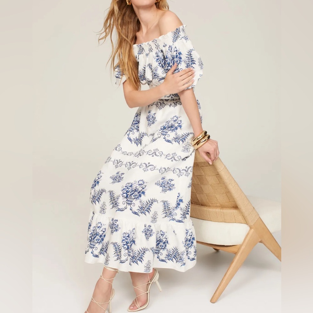 Sachin & Babi Austin Arden Linen Blend Skirt in Indigo Ivory Garland Medium - Picture 14 of 14